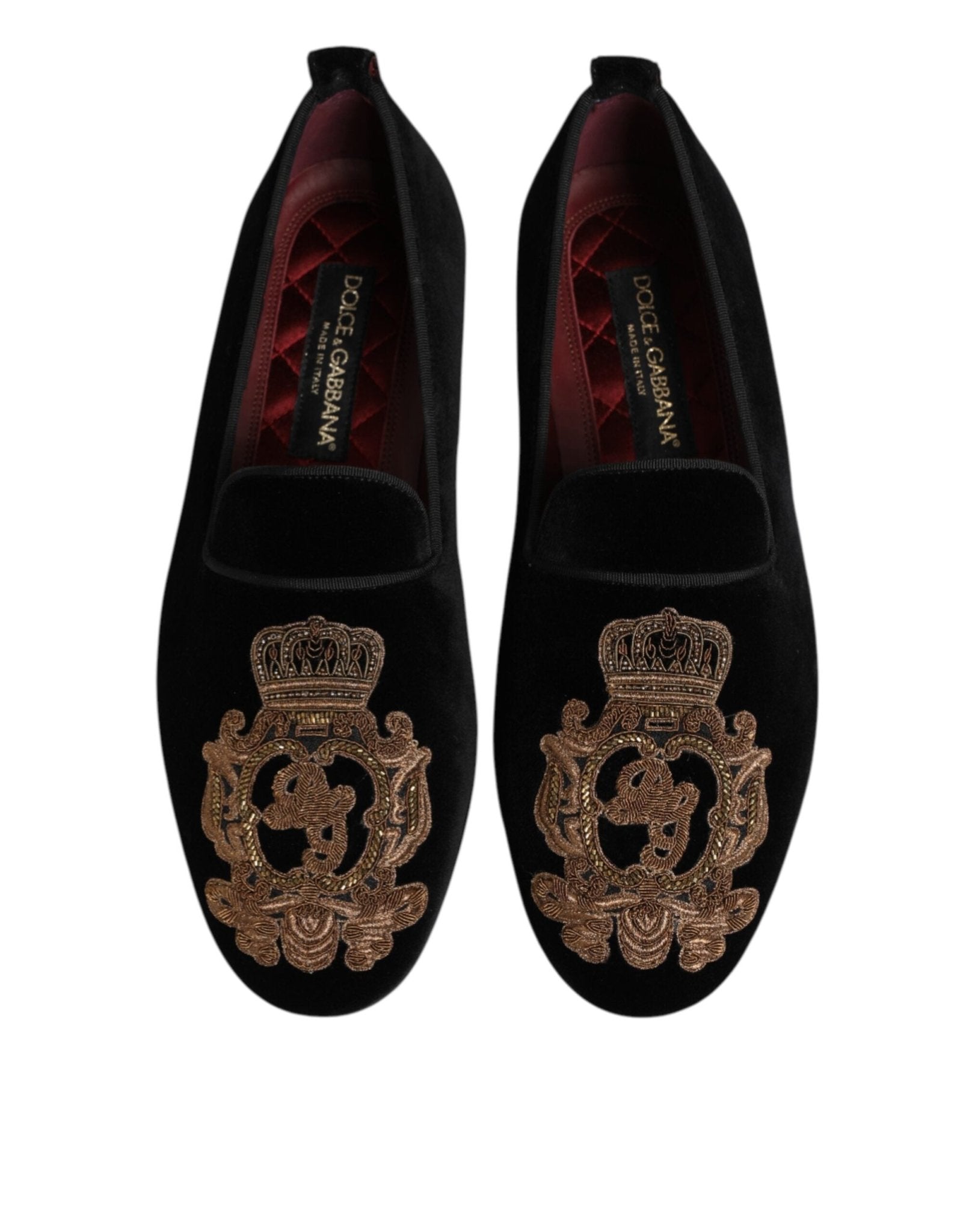 Dolce & Gabbana Black Velvet Gold Crown Mens Loafers Shoes – EU 40 | US 7 par Dolce & Gabbana | Disponible sur Sandy Store ByNet