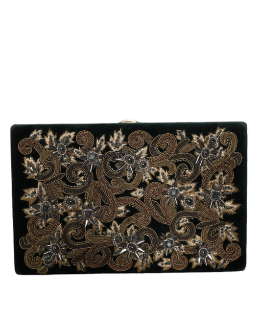 Dolce & Gabbana Black Velvet Gold Frame Clutch Evening Party Purse Bag - Sandy Store ByNet