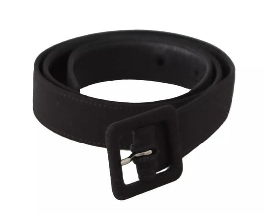 Dolce & Gabbana Black Velvet Leather Logo Waist Buckle Belt - Sandy Store ByNet
