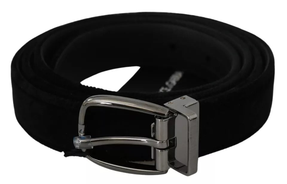 Dolce & Gabbana Black Velvet Silver Tone Metal Buckle Men Belt – 115 cm / 46 Inches par Dolce & Gabbana | Disponible sur Sandy Store ByNet