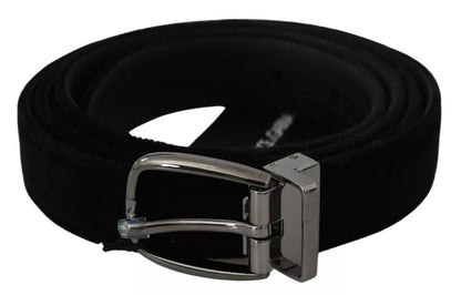 Dolce & Gabbana Black Velvet Silver Tone Metal Buckle Men Belt – 115 cm / 46 Inches par Dolce & Gabbana | Disponible sur Sandy Store ByNet