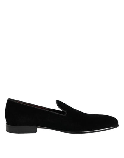 Dolce & Gabbana Black Velvet Slip On Loafers Men Formal Shoes – EU39/US6 par Dolce & Gabbana | Disponible sur Sandy Store ByNet