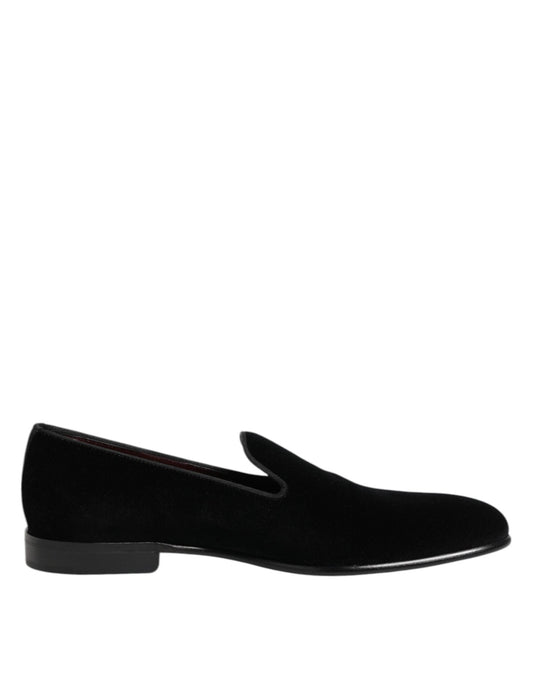 Dolce & Gabbana Black Velvet Slip On Loafers Men Formal Shoes – EU39/US6 par Dolce & Gabbana | Disponible sur Sandy Store ByNet
