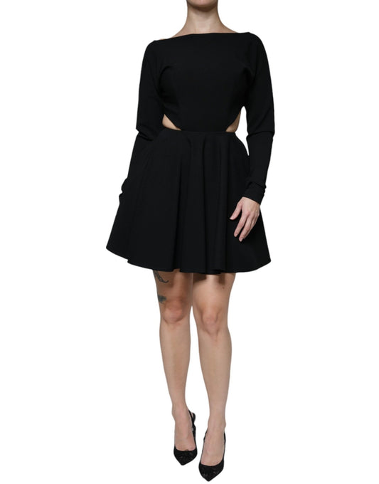 Dolce & Gabbana Black Viscose Cut Out A - line Long Sleeves Mini Dress - Sandy Store ByNet