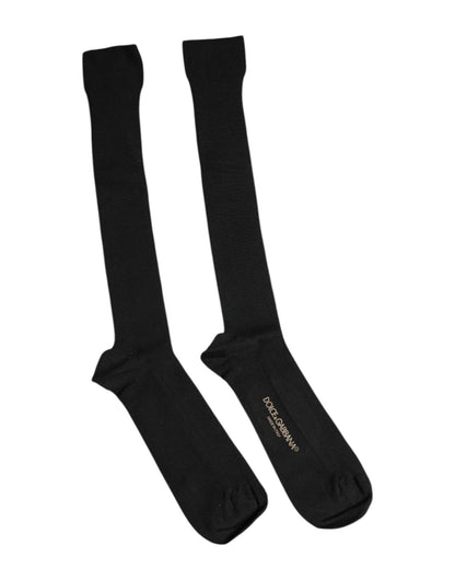 Dolce & Gabbana Black Viscose Logo Over The Calf Socks – L par Dolce & Gabbana | Disponible sur Sandy Store ByNet