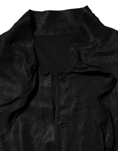 Dolce & Gabbana Black Viscose Long Sleeve Tie Neck Blouse Top – IT42|M par Dolce & Gabbana | Disponible sur Sandy Store ByNet