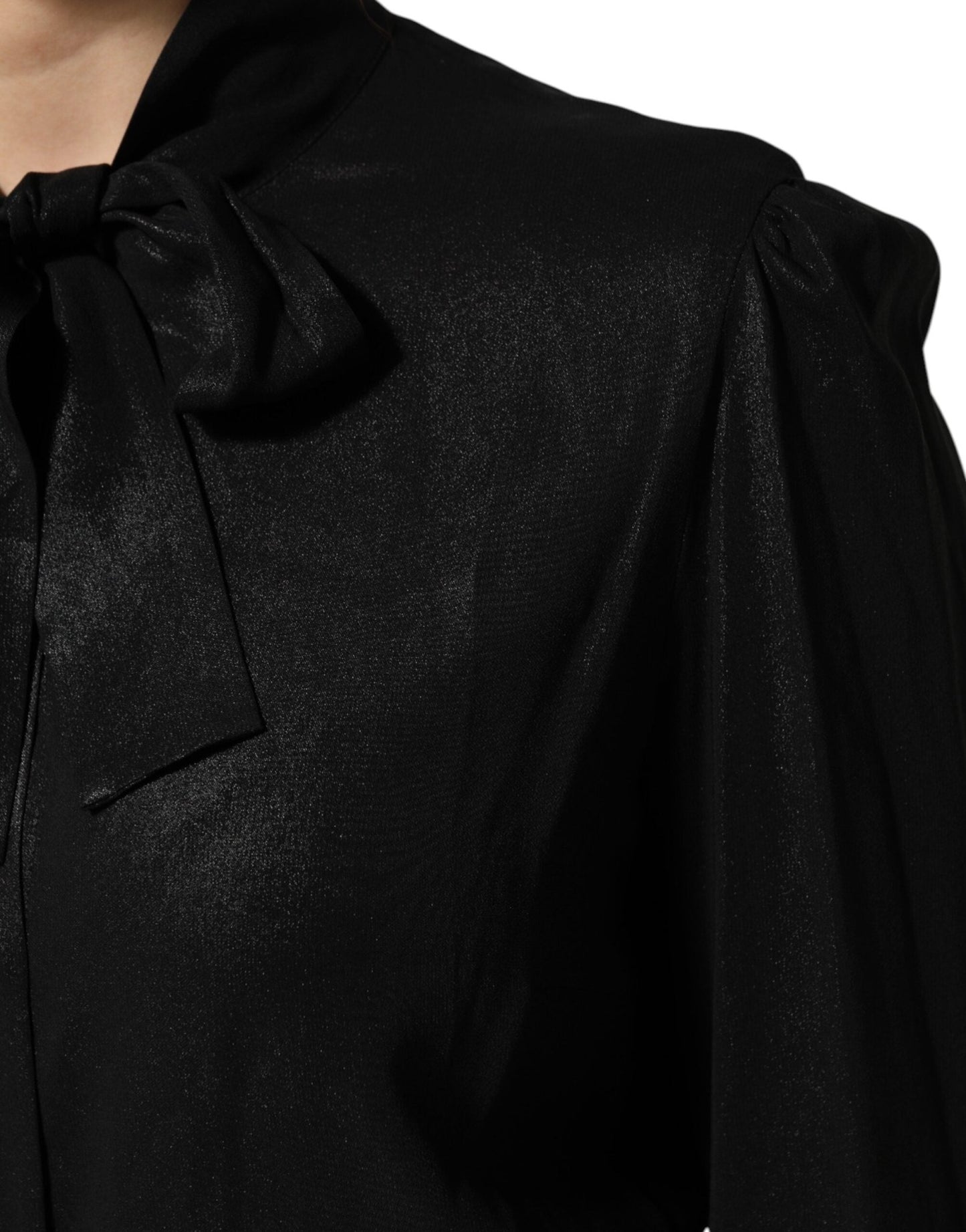 Dolce & Gabbana Black Viscose Long Sleeve Tie Neck Blouse Top – IT42|M par Dolce & Gabbana | Disponible sur Sandy Store ByNet