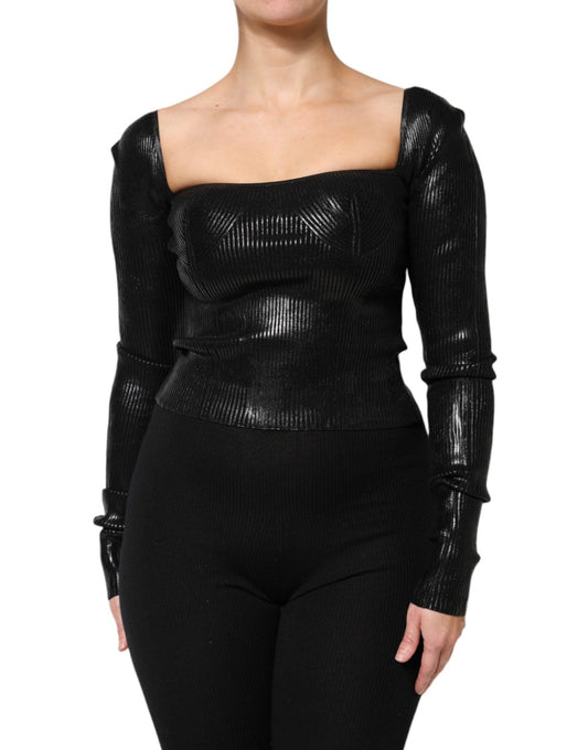 Dolce & Gabbana Black Viscose Long Sleeves Fitted Blouse Top – IT40|S par Dolce & Gabbana | Disponible sur Sandy Store ByNet