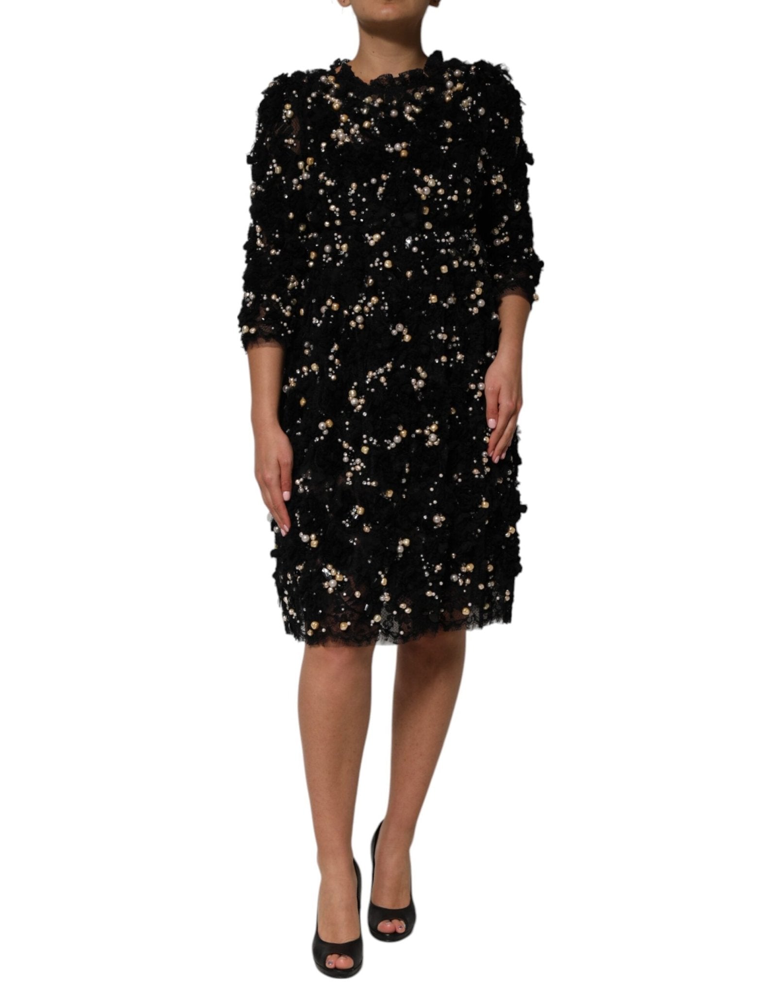 Dolce & Gabbana Black Viscose Pearl Embellishment Shift Dress – IT42|M par Dolce & Gabbana | Disponible sur Sandy Store ByNet