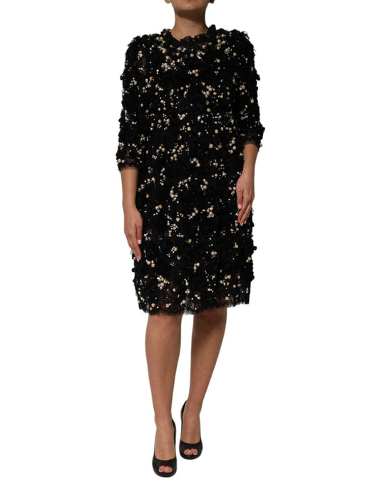 Dolce & Gabbana Black Viscose Pearl Embellishment Shift Dress – IT42|M par Dolce & Gabbana | Disponible sur Sandy Store ByNet