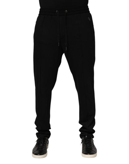 Dolce & Gabbana Black Viscose Skinny Logo Men Jogger Pants – IT54 | XL par Dolce & Gabbana | Disponible sur Sandy Store ByNet