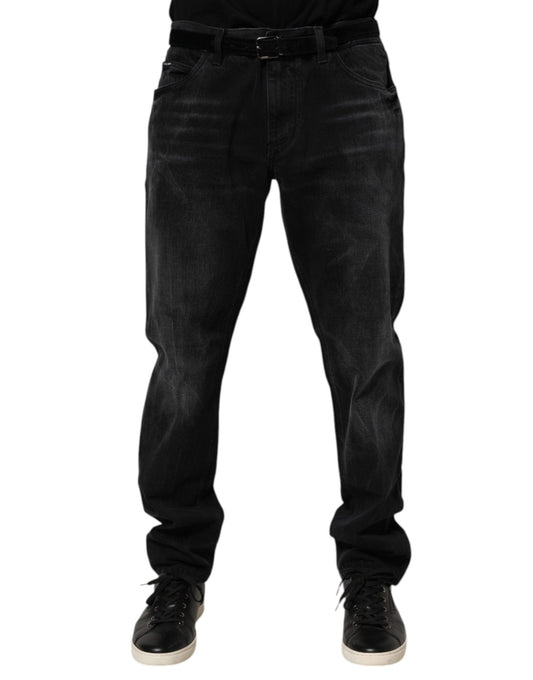 Dolce & Gabbana Black Washed Cotton Skinny Men Denim Jeans – IT54 | XL par Dolce & Gabbana | Disponible sur Sandy Store ByNet