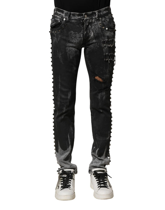 Dolce & Gabbana Black Washed Embellished Skinny Denim Jeans – IT46 | S par Dolce & Gabbana | Disponible sur Sandy Store ByNet