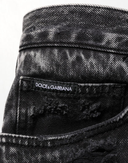 Dolce & Gabbana Black Washed Ripped Loose Cotton Denim Jeans – IT50 | L par Dolce & Gabbana | Disponible sur Sandy Store ByNet