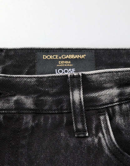 Dolce & Gabbana Black Washed Ripped Loose Cotton Denim Jeans – IT50 | L par Dolce & Gabbana | Disponible sur Sandy Store ByNet