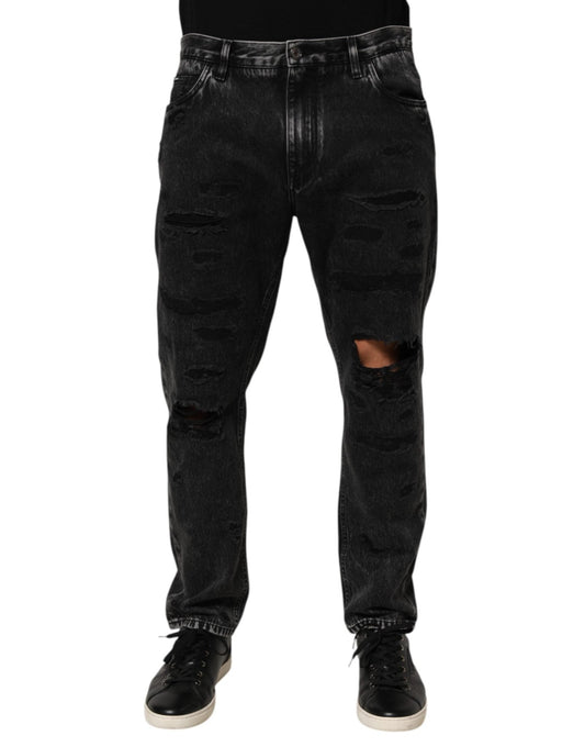 Dolce & Gabbana Black Washed Ripped Loose Cotton Denim Jeans – IT50 | L par Dolce & Gabbana | Disponible sur Sandy Store ByNet