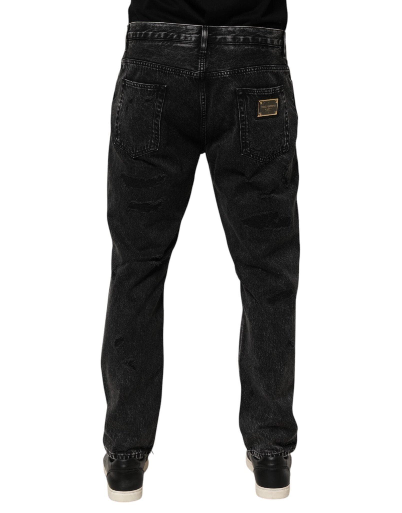 Dolce & Gabbana Black Washed Ripped Loose Cotton Denim Jeans – IT50 | L par Dolce & Gabbana | Disponible sur Sandy Store ByNet