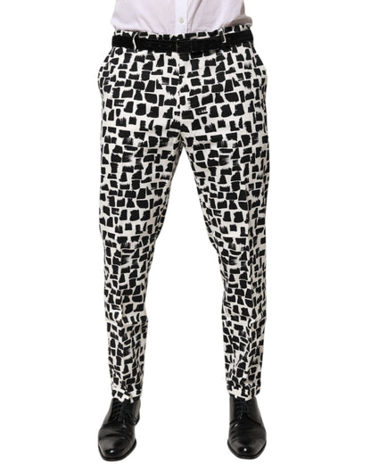 Dolce & Gabbana Black White Abstract Print Cotton Blend Pants – IT52 | XL par Dolce & Gabbana | Disponible sur Sandy Store ByNet