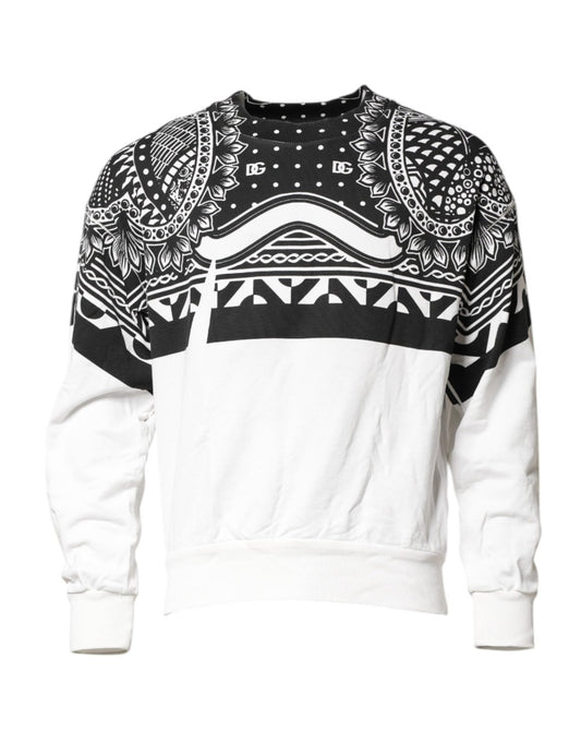 Dolce & Gabbana Black White Bandana Cotton Men Sweatshirt Sweater – IT44 | XS par Dolce & Gabbana | Disponible sur Sandy Store ByNet