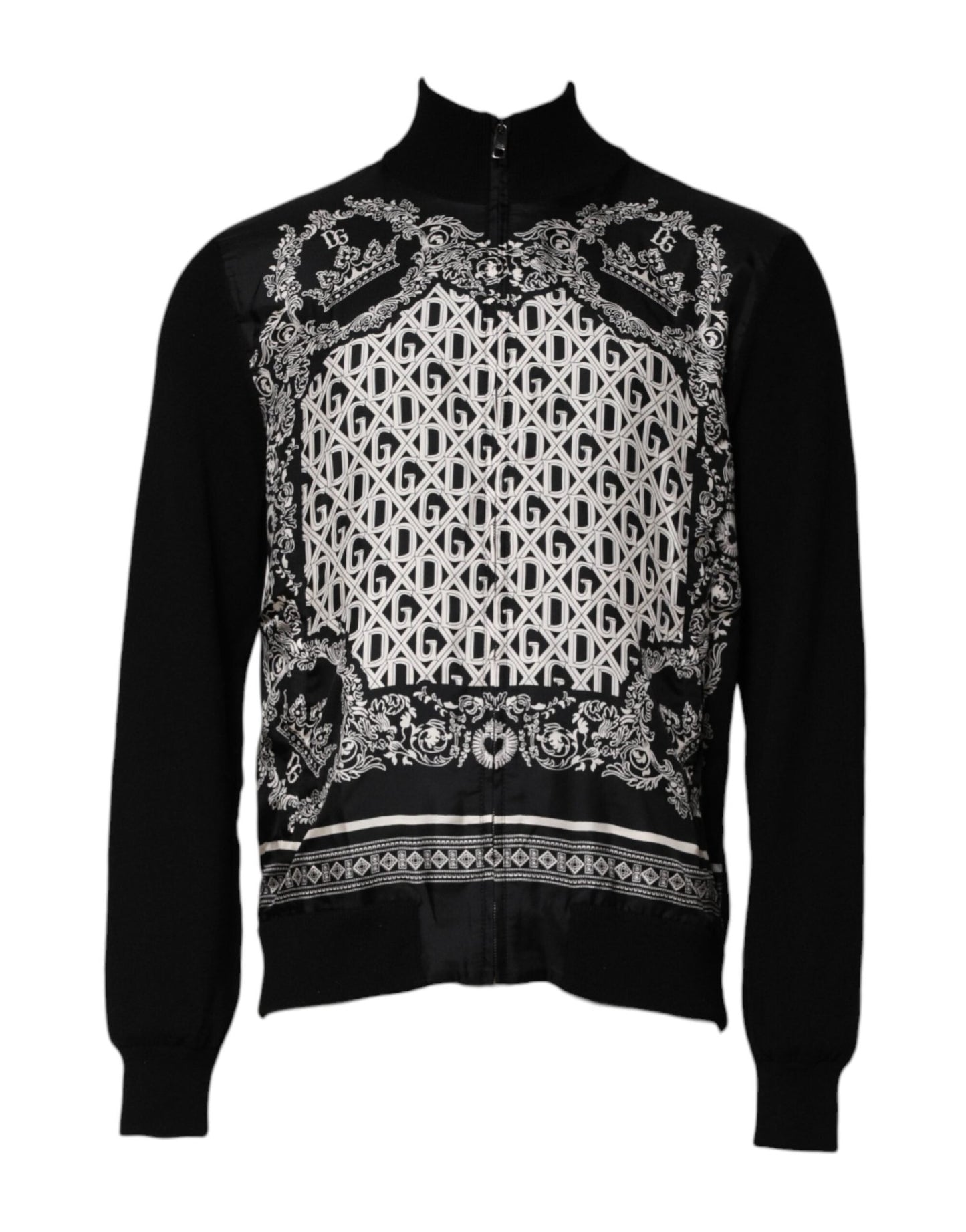 Dolce & Gabbana Black White Bandana Print Full Zip Sweater – IT54 | XL par Dolce & Gabbana | Disponible sur Sandy Store ByNet