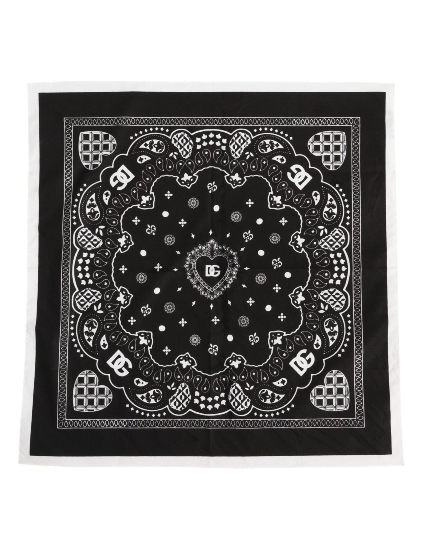 Dolce & Gabbana Black White Bandana Square Men Foulard Scarf – par Dolce & Gabbana | Disponible sur Sandy Store ByNet