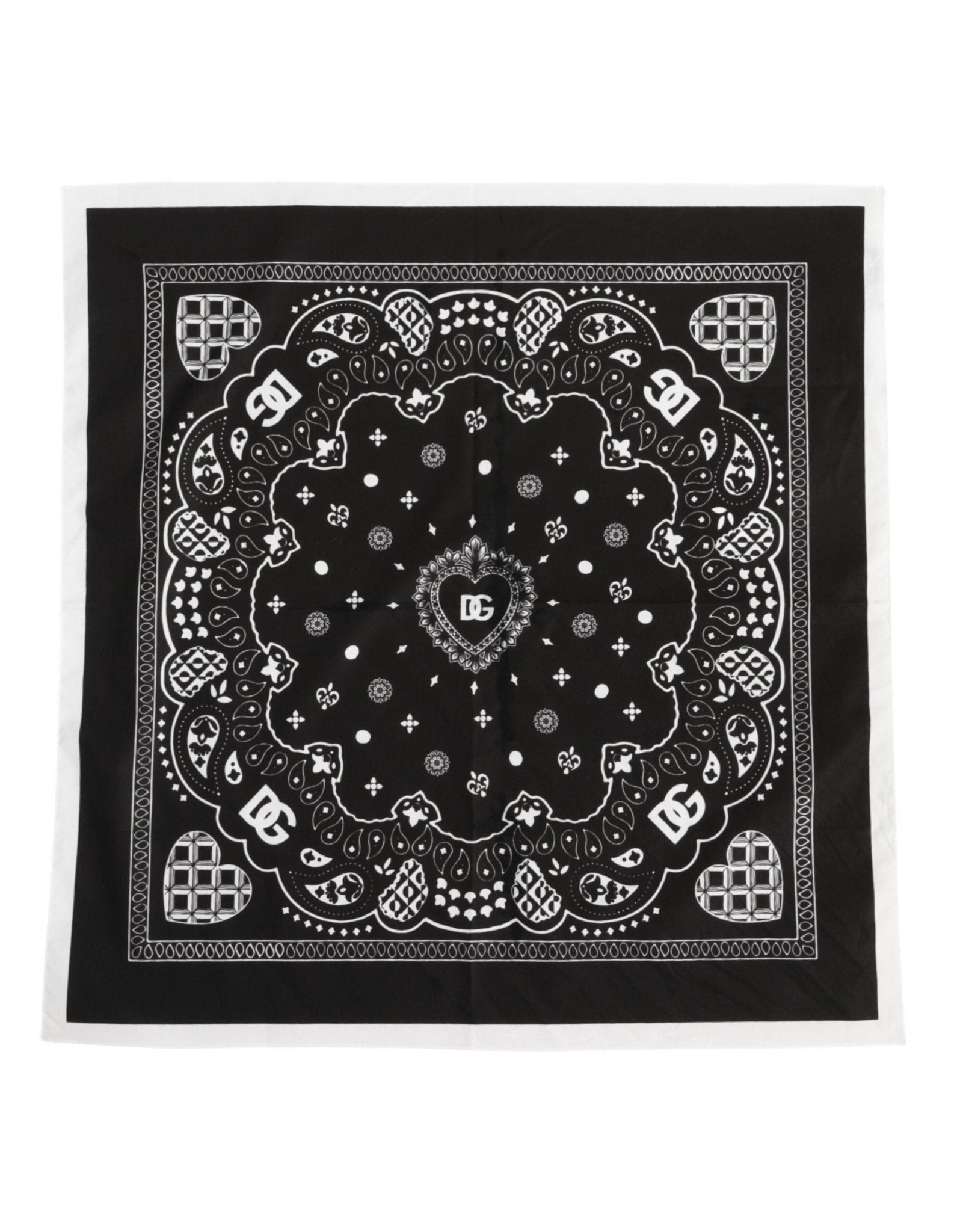 Dolce & Gabbana Black White Bandana Square Men Foulard Scarf – par Dolce & Gabbana | Disponible sur Sandy Store ByNet