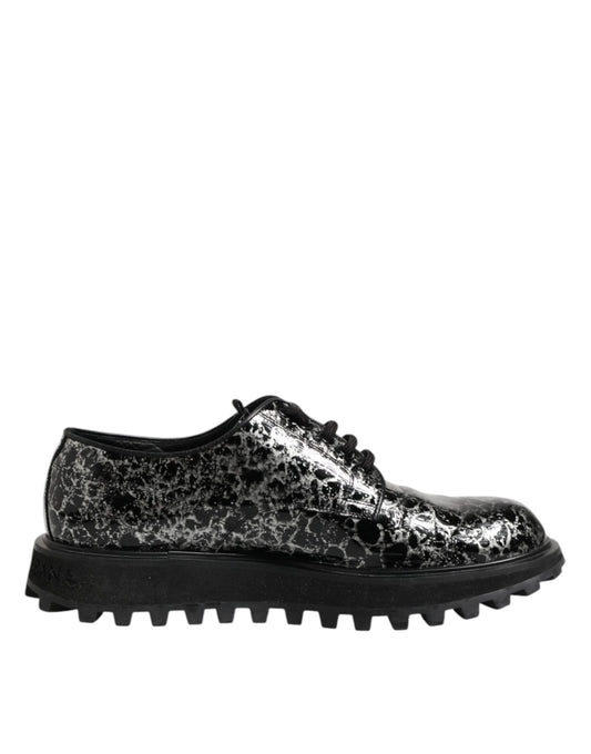 Dolce & Gabbana Black White Calfskin Chunky Derby Shoes – EU42/US9 par Dolce & Gabbana | Disponible sur Sandy Store ByNet