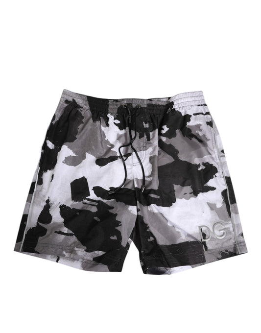 Dolce & Gabbana Black White Camouflage DG Logo Men Swimwear – IT4 | S par Dolce & Gabbana | Disponible sur Sandy Store ByNet