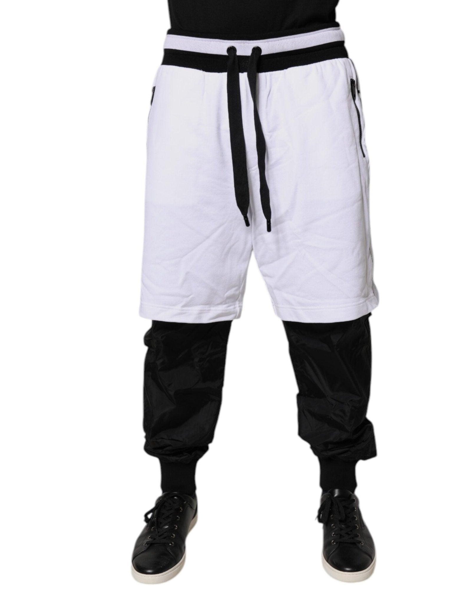 Dolce & Gabbana Black White Cotton Layered Sweatpants Pants – IT50 | L par Dolce & Gabbana | Disponible sur Sandy Store ByNet