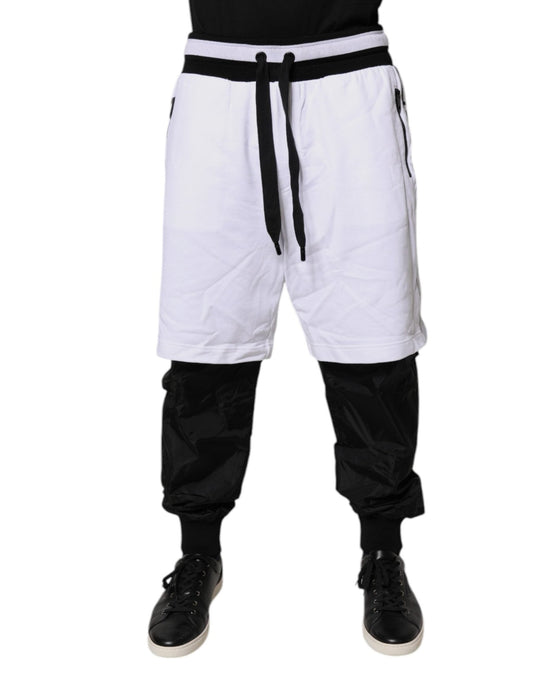 Dolce & Gabbana Black White Cotton Layered Sweatpants Pants – IT50 | L par Dolce & Gabbana | Disponible sur Sandy Store ByNet