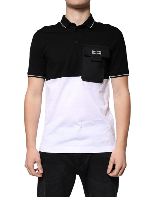 Dolce & Gabbana Black White Cotton Short Sleeves Polo T-shirt – IT48 | M par Dolce & Gabbana | Disponible sur Sandy Store ByNet