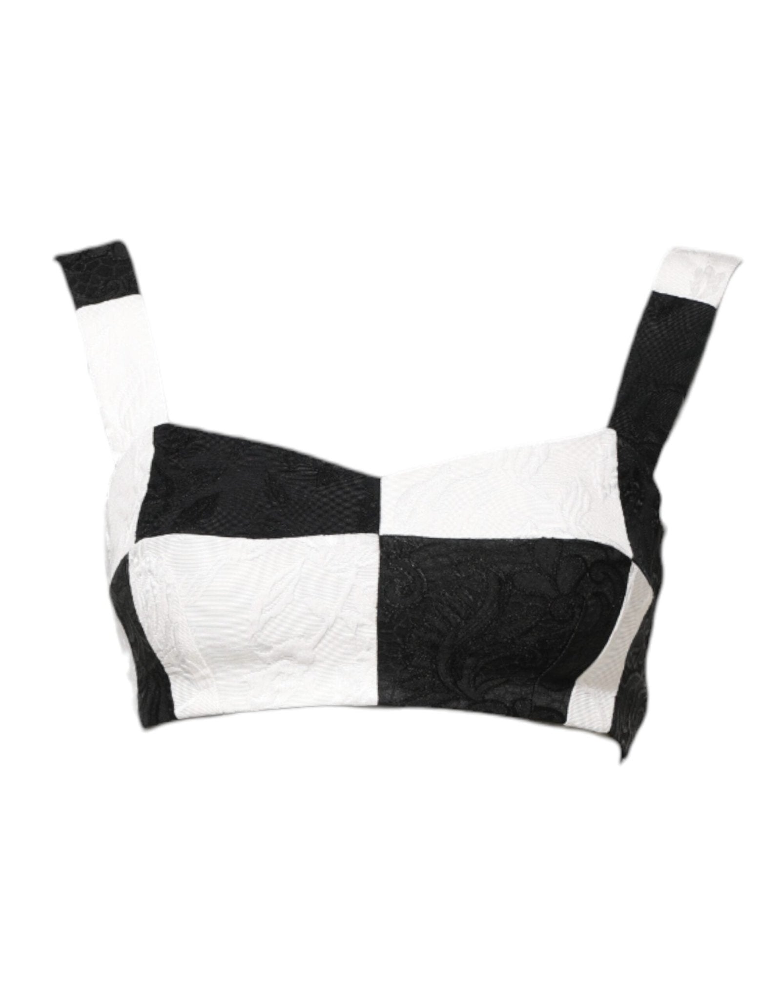 Dolce & Gabbana Black White Cropped Bustier Corset Bra Top – IT36|XXS par Dolce & Gabbana | Disponible sur Sandy Store ByNet