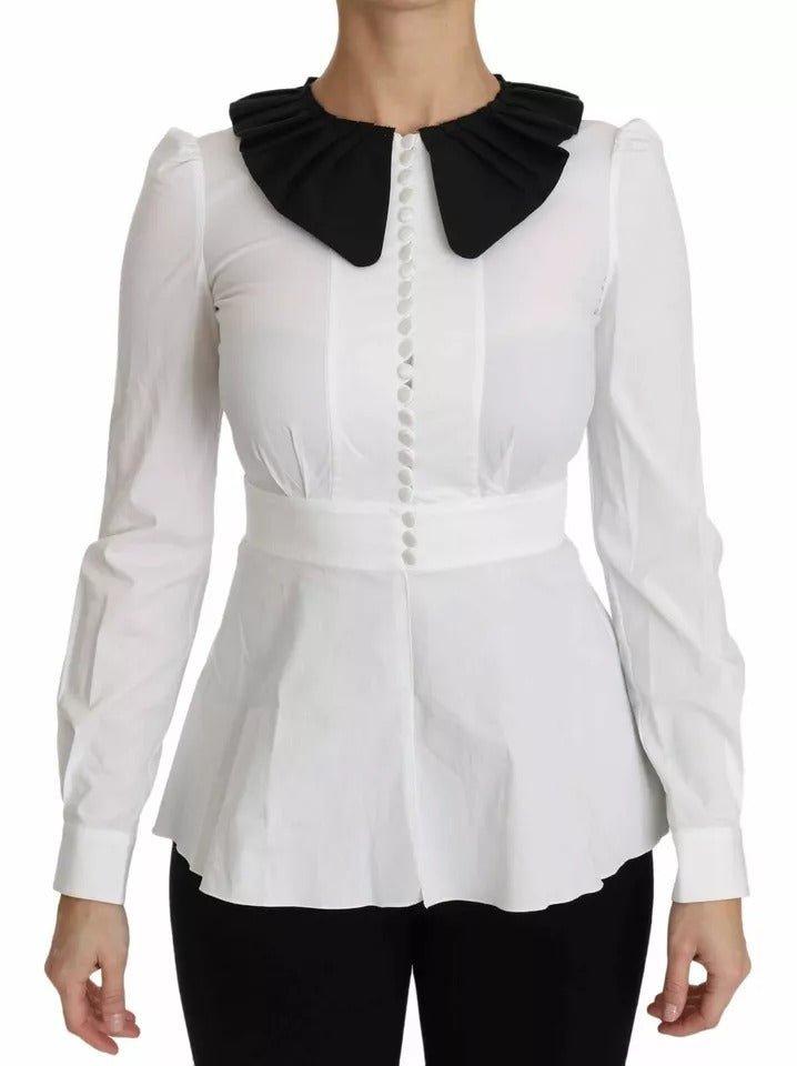 Dolce & Gabbana Black White Decorative Buttons Tops Shirt Blouse – IT36 | XS par Dolce & Gabbana | Disponible sur Sandy Store ByNet
