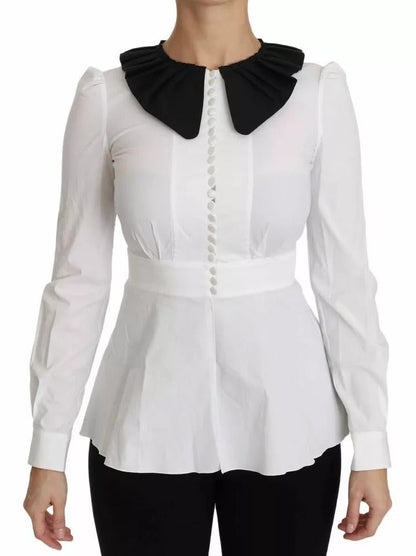 Dolce & Gabbana Black White Decorative Buttons Tops Shirt Blouse – IT36 | XS par Dolce & Gabbana | Disponible sur Sandy Store ByNet