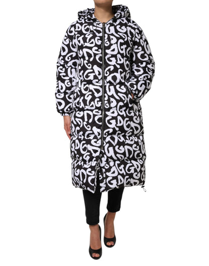 Dolce & Gabbana Black White DG Mania Hooded Long Coat Jacket – IT40|S par Dolce & Gabbana | Disponible sur Sandy Store ByNet