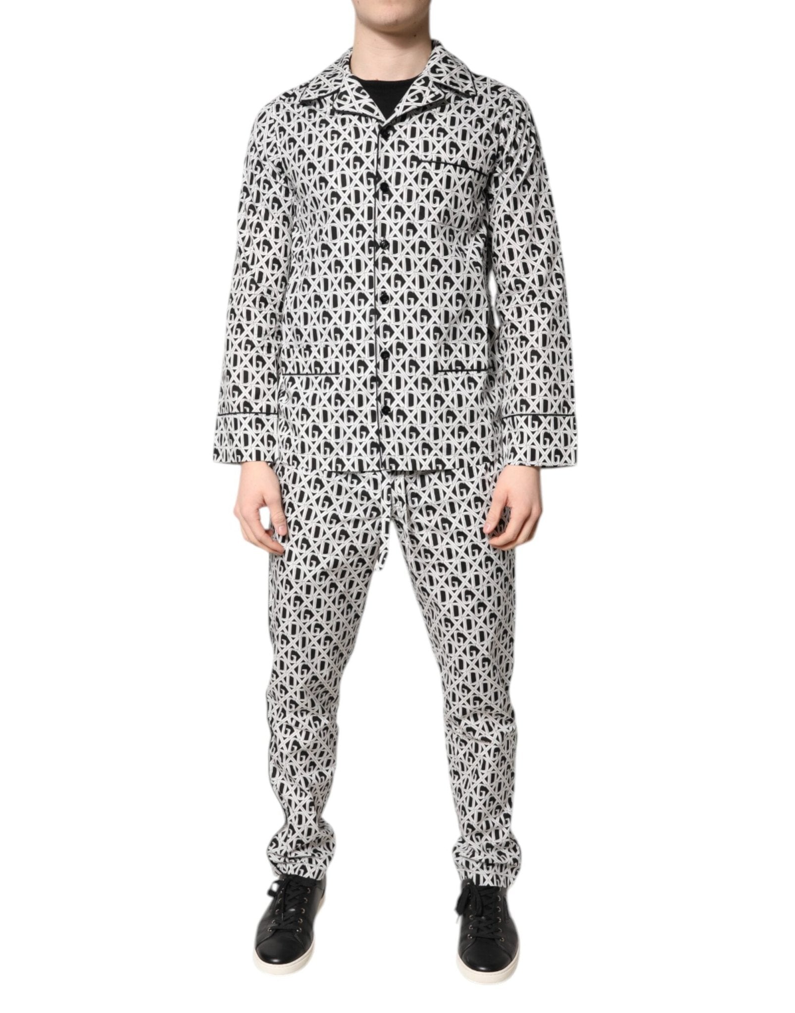 Dolce & Gabbana Black White DG Print Cotton Pajama Set Sleepwear – IT37 | XS par Dolce & Gabbana | Disponible sur Sandy Store ByNet