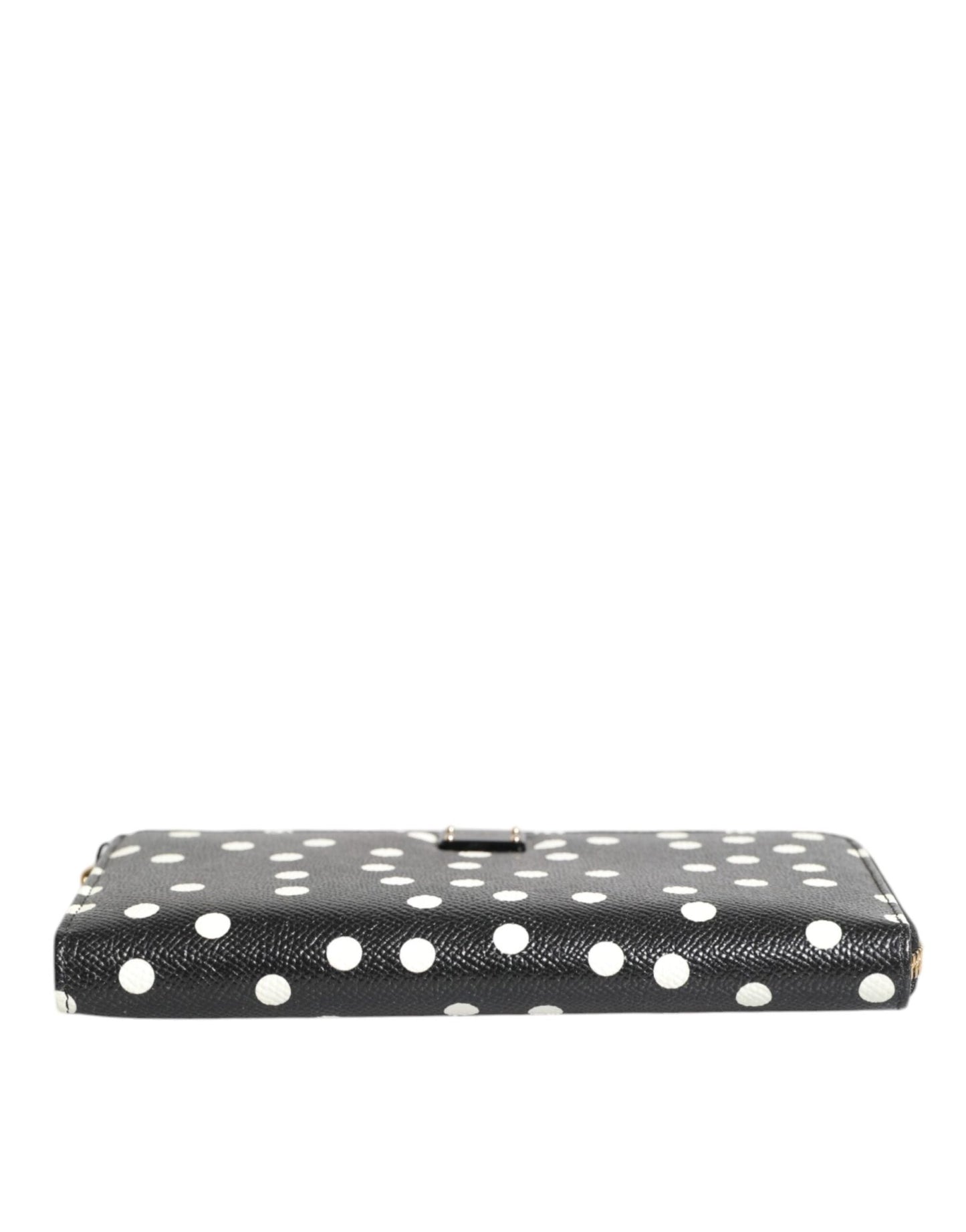 Dolce & Gabbana Black White Dotted Leather Zip Around Continental Wallet - Sandy Store ByNet