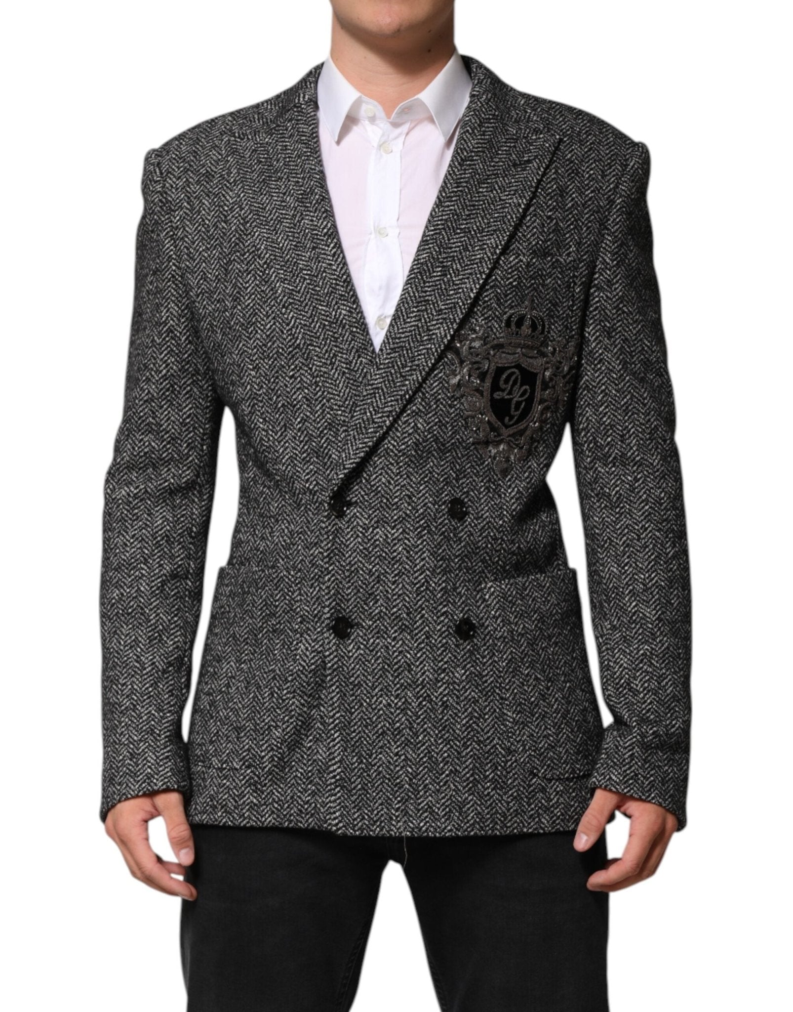 Dolce & Gabbana Black White Double Breasted Men Suit Blazer – IT48 | M par Dolce & Gabbana | Disponible sur Sandy Store ByNet