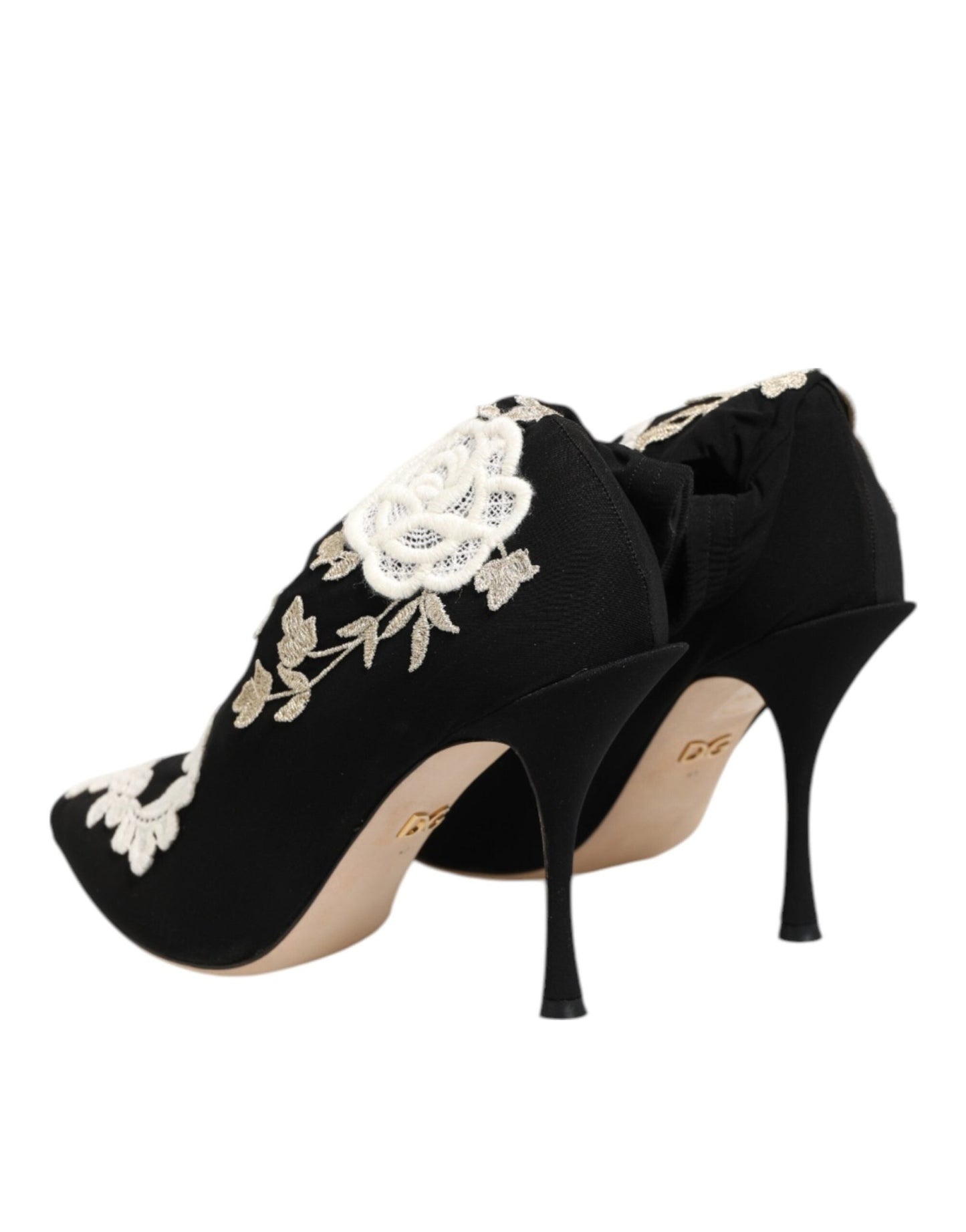 Dolce & Gabbana Black White Embroidered Jersey Stiletto Boots Shoes – EU35.5/US5 par Dolce & Gabbana | Disponible sur Sandy Store ByNet