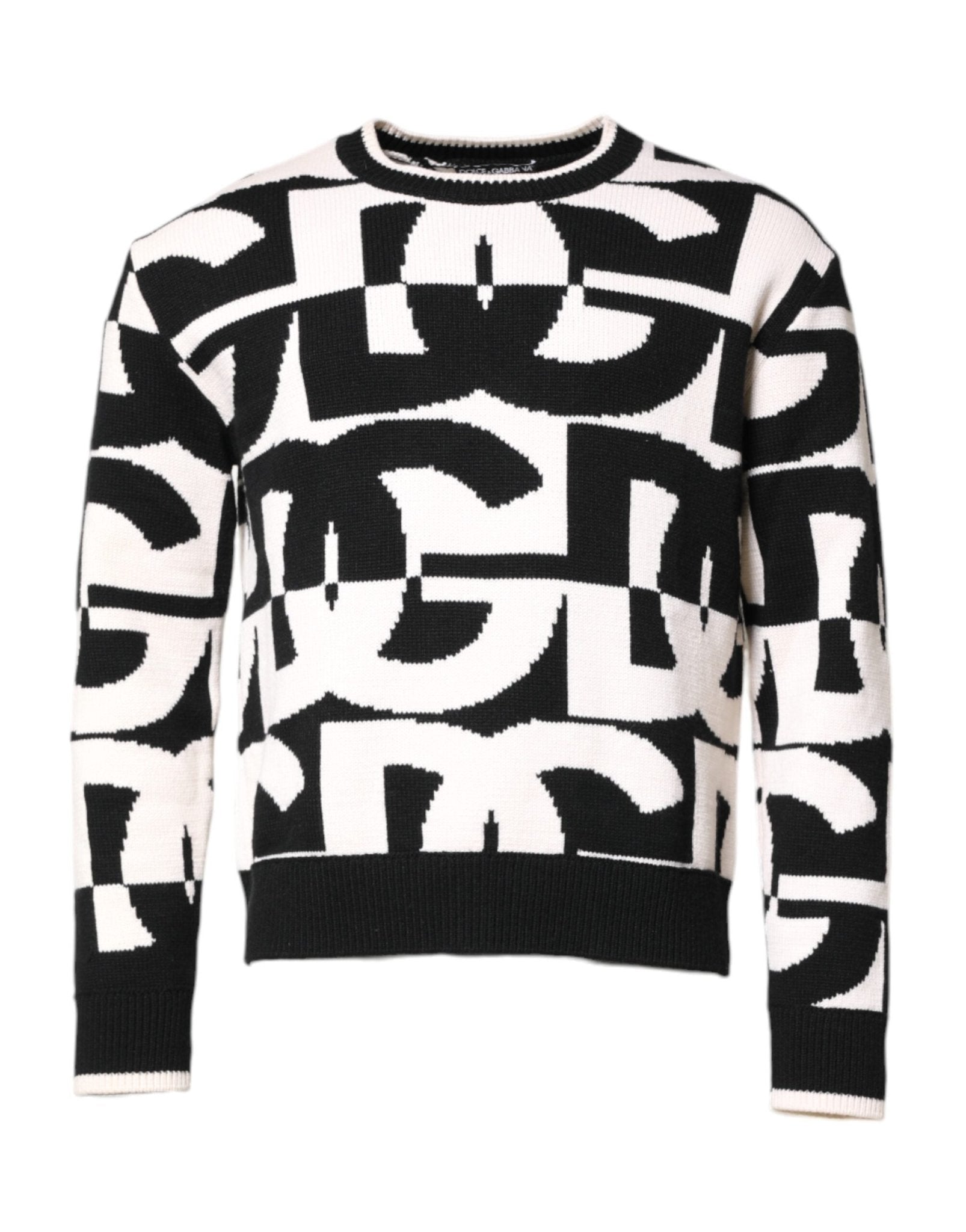 Dolce & Gabbana Black White Knit Logo Print Pullover Sweater – IT48 | M par Dolce & Gabbana | Disponible sur Sandy Store ByNet