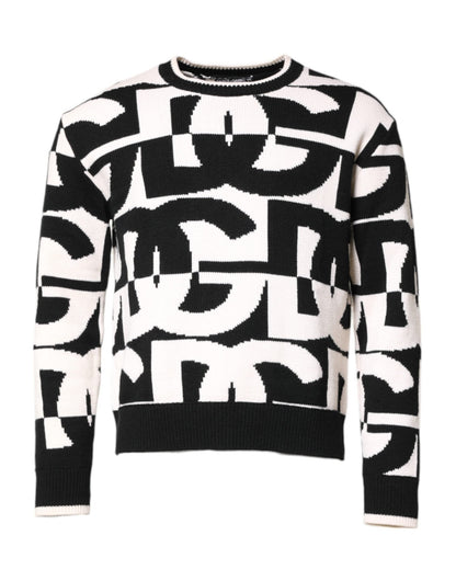 Dolce & Gabbana Black White Knit Logo Print Pullover Sweater – IT48 | M par Dolce & Gabbana | Disponible sur Sandy Store ByNet