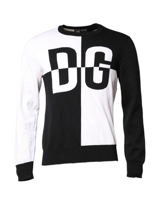 Dolce & Gabbana Black White Knit Logo Print Pullover Sweater – IT48 | M par Dolce & Gabbana | Disponible sur Sandy Store ByNet