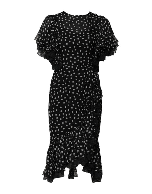 Dolce & Gabbana Black White Lace Polka Dot Chiffon Dress – IT38 | XS par Dolce & Gabbana | Disponible sur Sandy Store ByNet