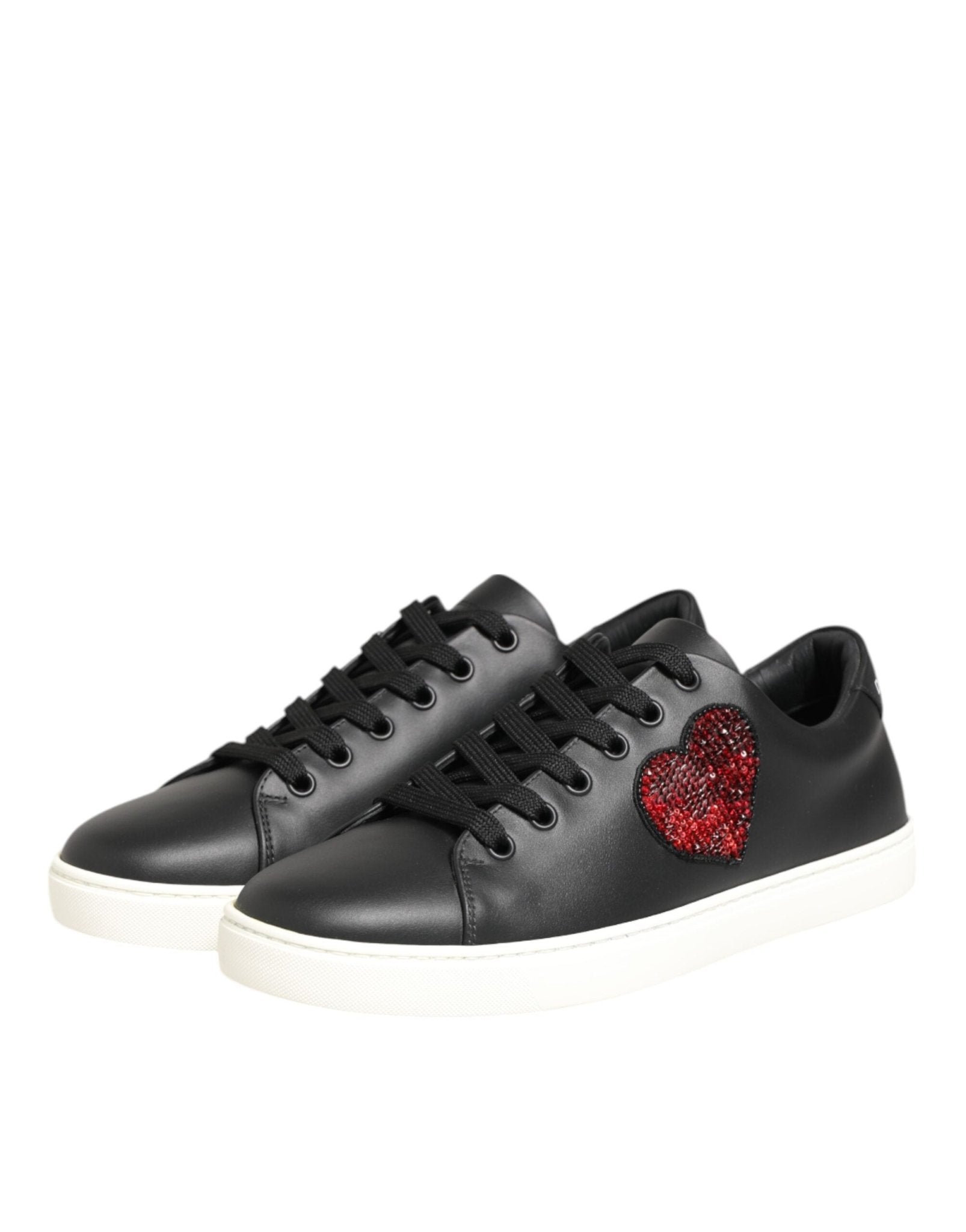 Dolce & Gabbana Black White Leather Crystal Heart Sneakers Shoes – EU39/US8.5 par Dolce & Gabbana | Disponible sur Sandy Store ByNet
