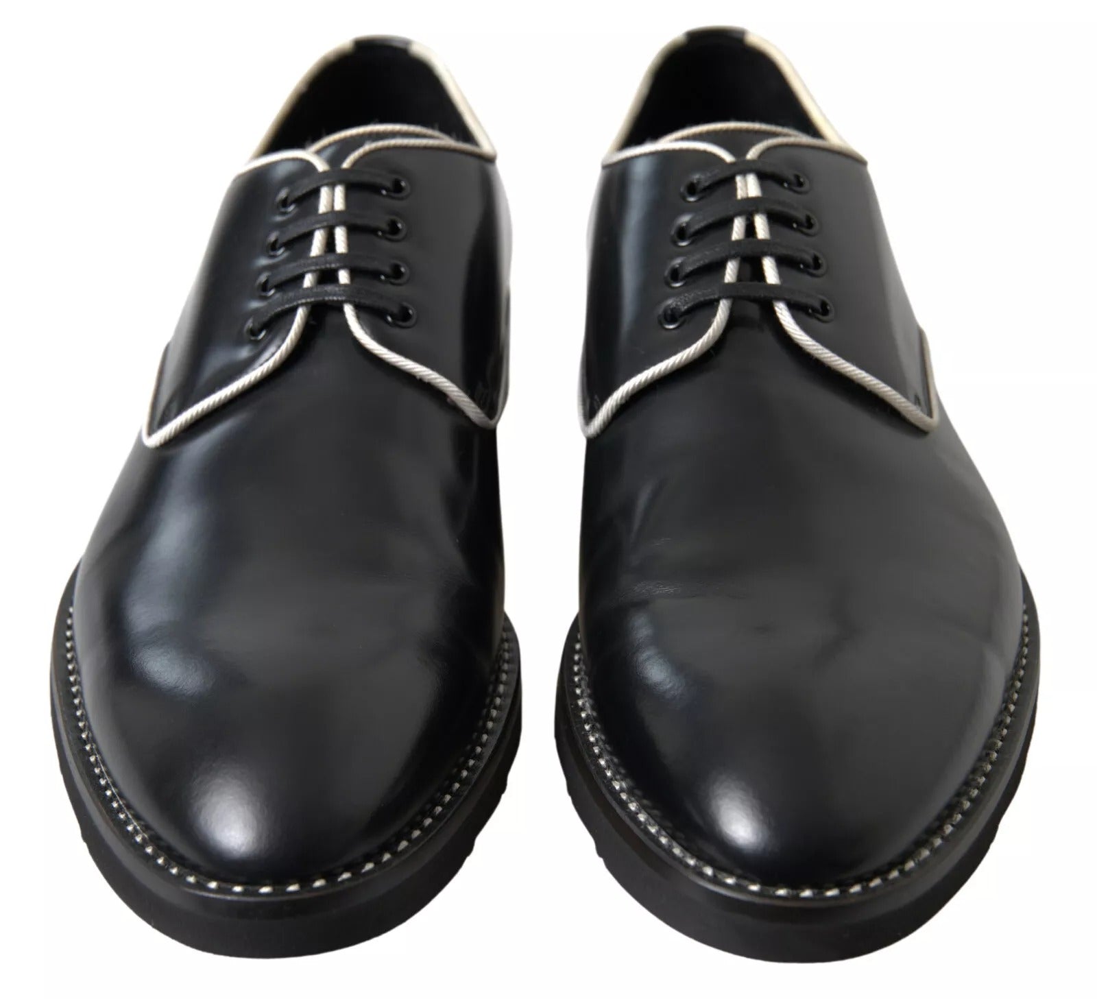 Dolce & Gabbana Black White Leather Formal Dress Shoes - Sandy Store ByNet