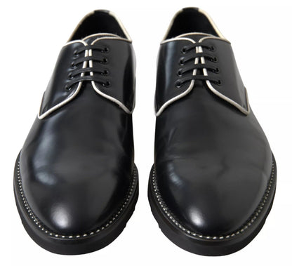 Dolce & Gabbana Black White Leather Formal Dress Shoes - Sandy Store ByNet