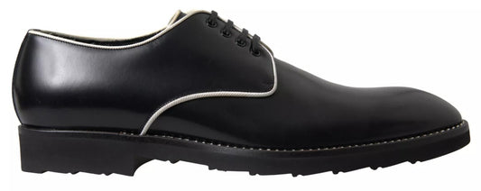 Dolce & Gabbana Black White Leather Formal Dress Shoes - Sandy Store ByNet