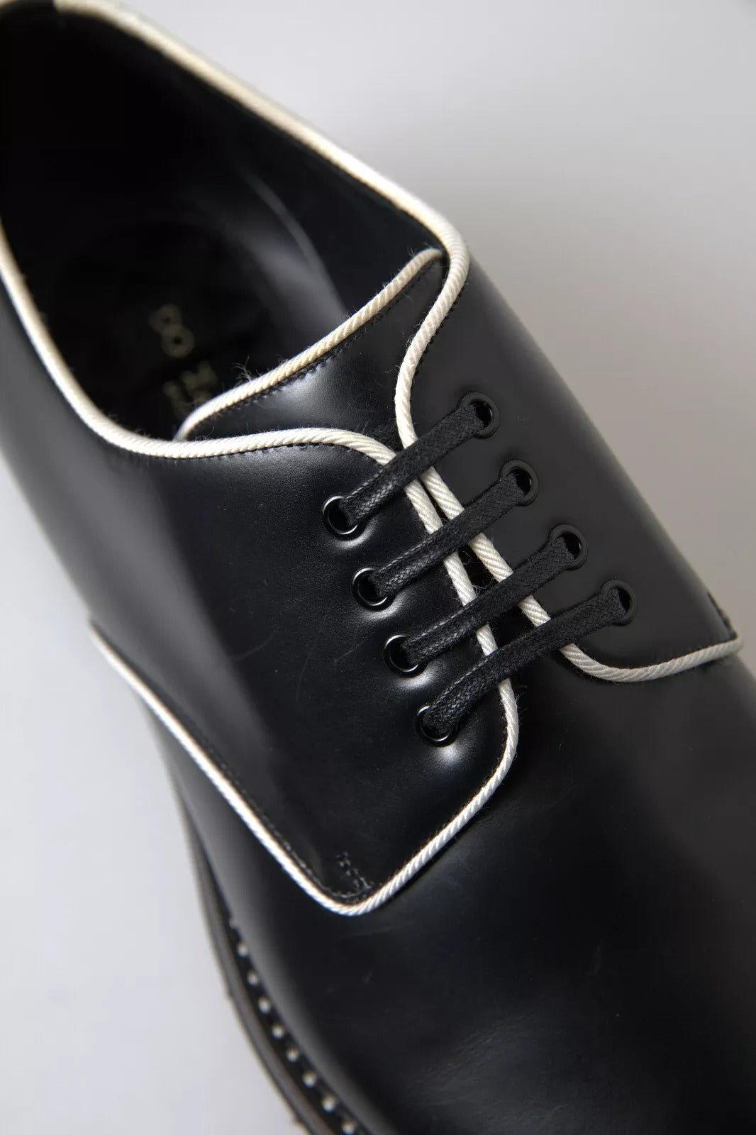 Dolce & Gabbana Black White Leather Formal Dress Shoes - Sandy Store ByNet