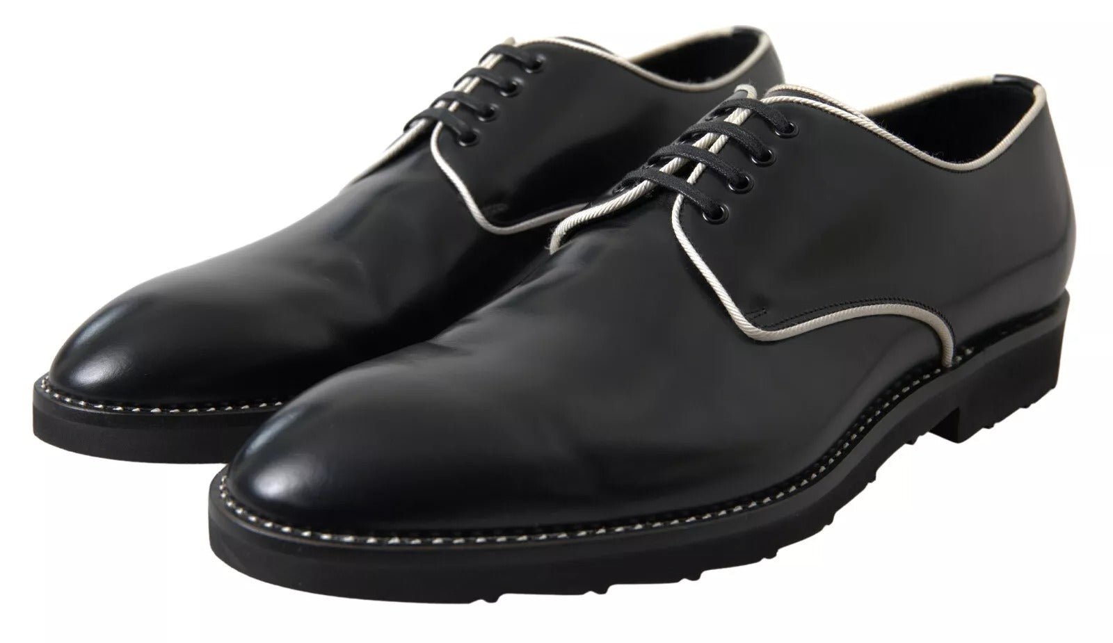 Dolce & Gabbana Black White Leather Formal Dress Shoes - Sandy Store ByNet