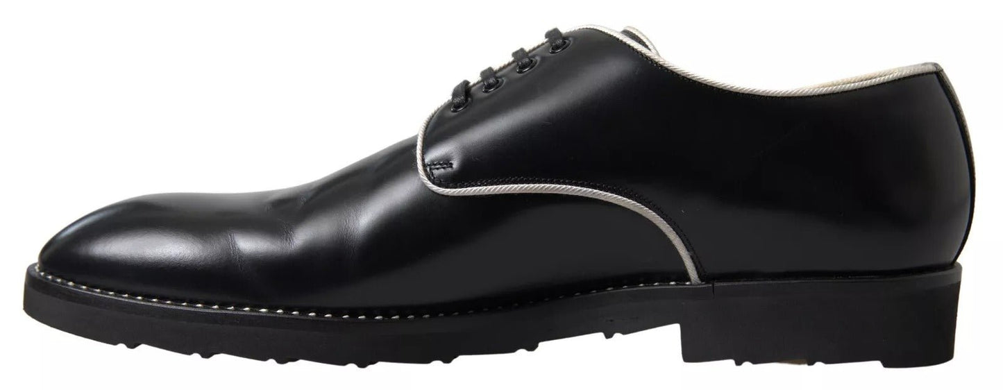 Dolce & Gabbana Black White Leather Formal Dress Shoes - Sandy Store ByNet